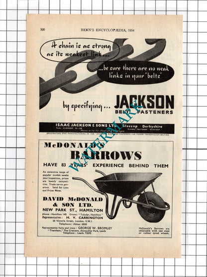 Crofts Engineers Ltd Bradford  / Isaac Jackson & Sons Glossop-  1954 Advert