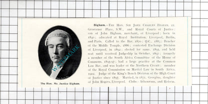 Sir Charles John Darling Brockenhurst / Sir John Charles Bigham -  1905 Clipping