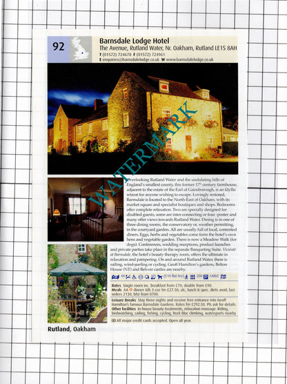 Cockcliffe Hotel Arnold Nottingham / Barnsdale Lodge Hotel Oakham - 2011 Advert
