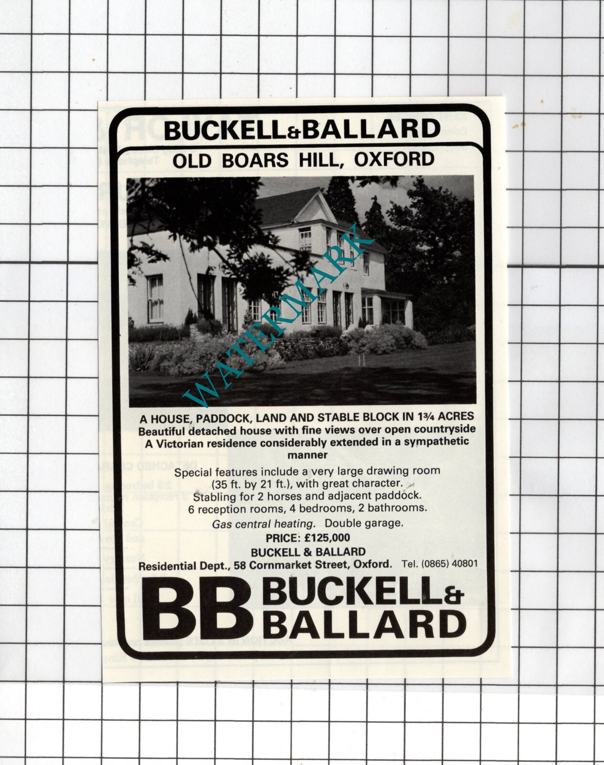Old Boars Hill Oxford  - 1980 Small House Sale  Advert