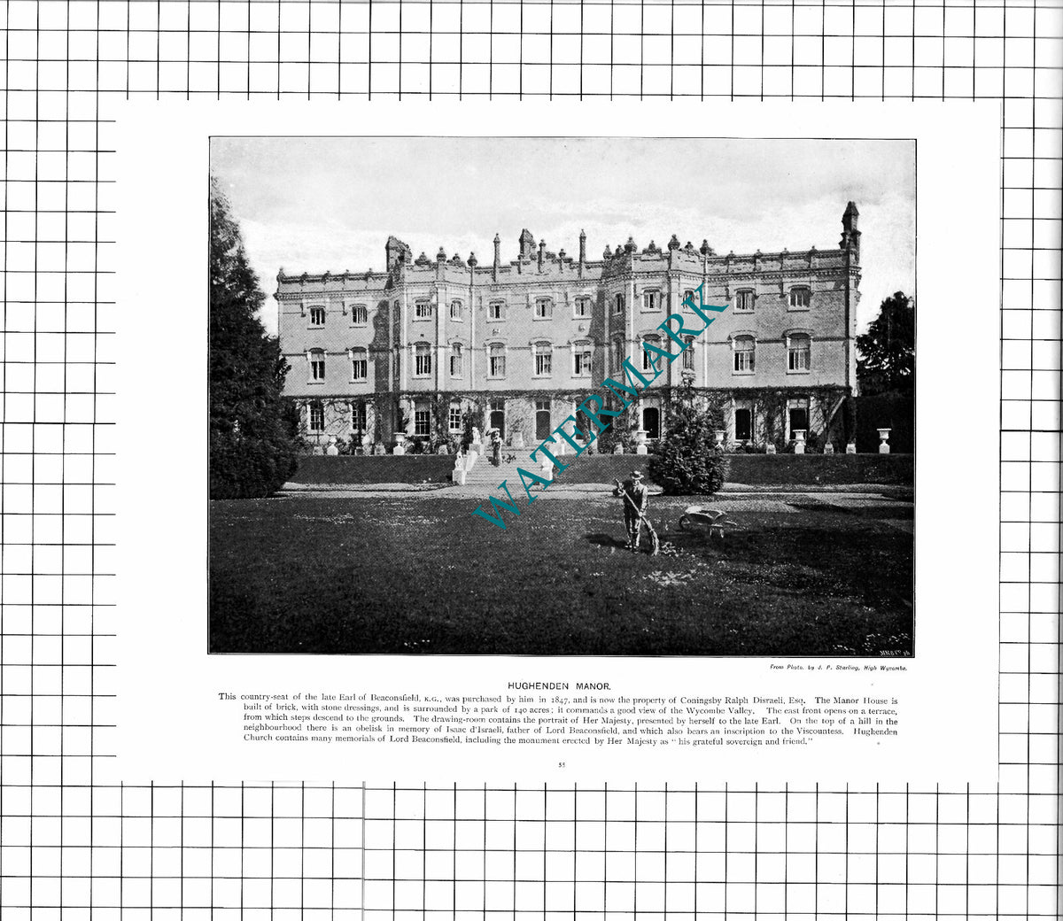 Whitby Yorkshire  / Hughenden Manor - c.1900 Cutting/ PRINT