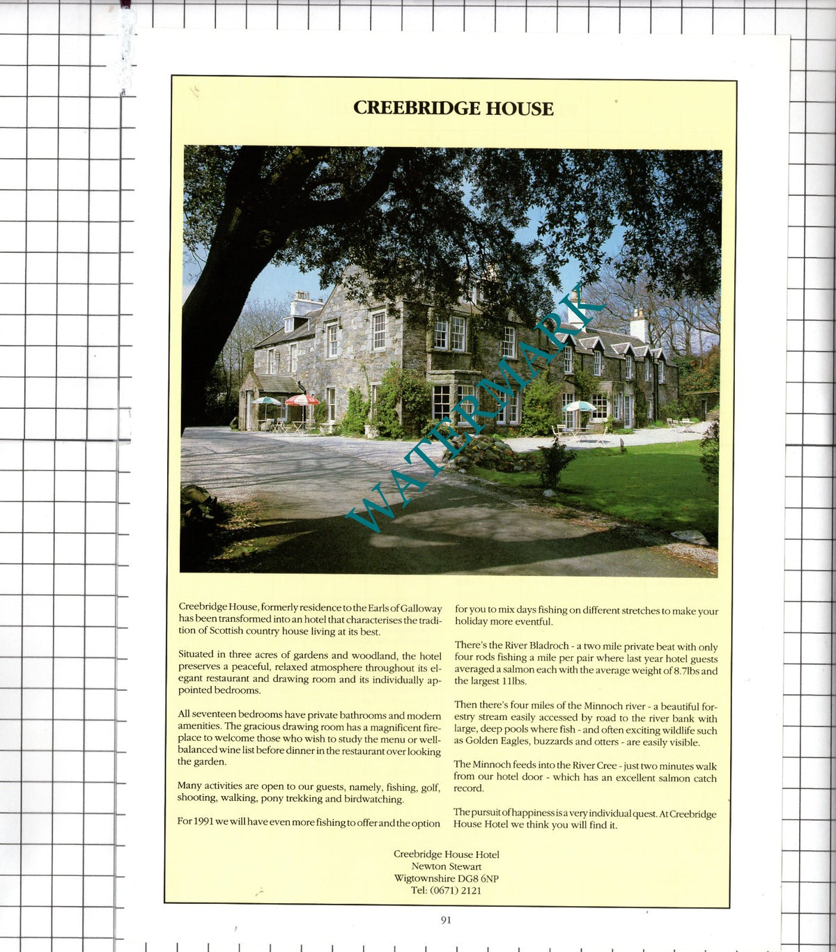 Creebridge House Hotel Newton Stewart Wigtownshire - 1991 Advert