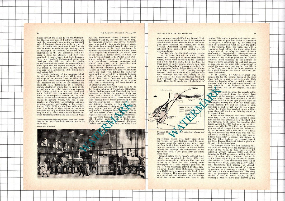 Liverpool Street Railway Station - 1974 Article / Print