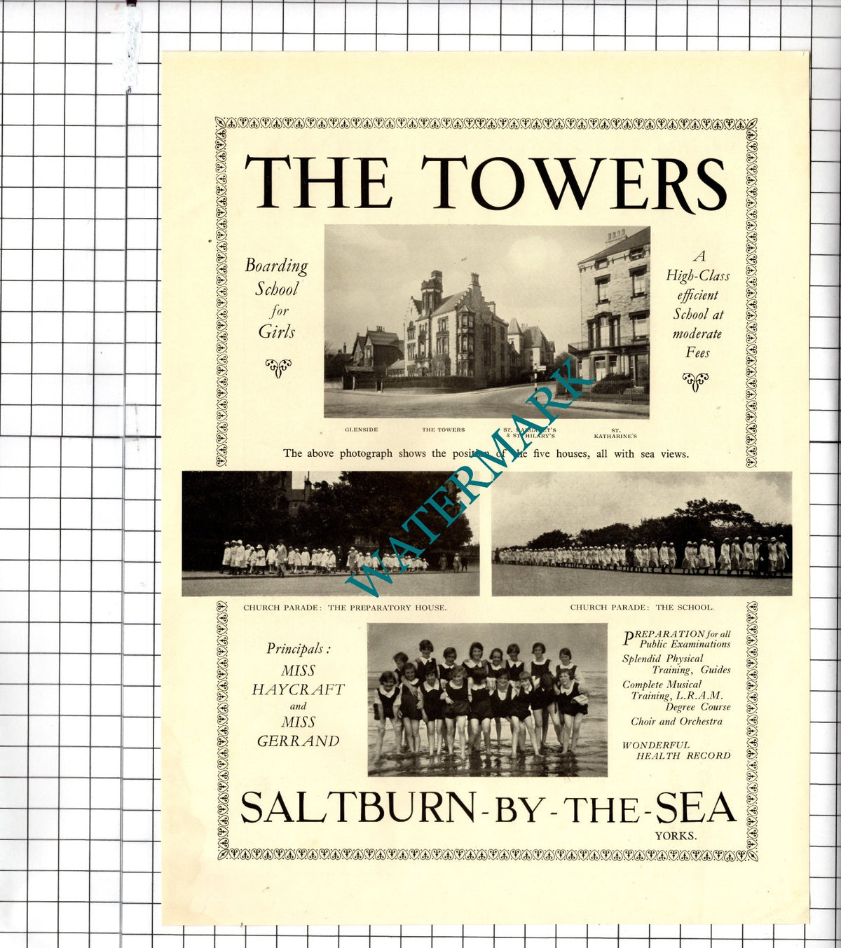 The Towers School Saltburn Yorkshire / Rowntree Factory York - 1928 Advert