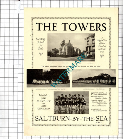 The Towers School Saltburn Yorkshire / Rowntree Factory York - 1928 Advert