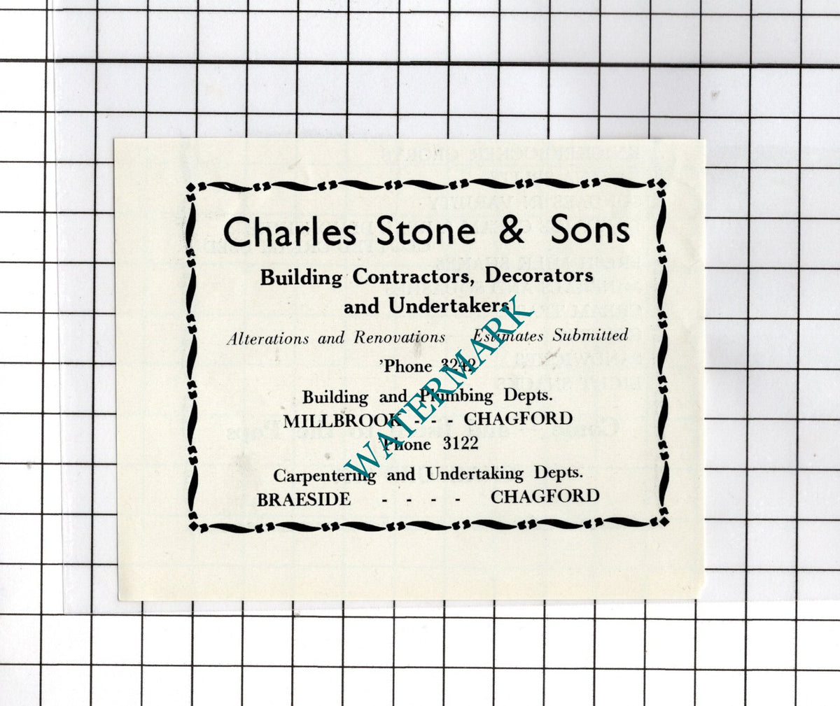 Charles Stone & Sons Chagford Devon - c.1940s Small Advert