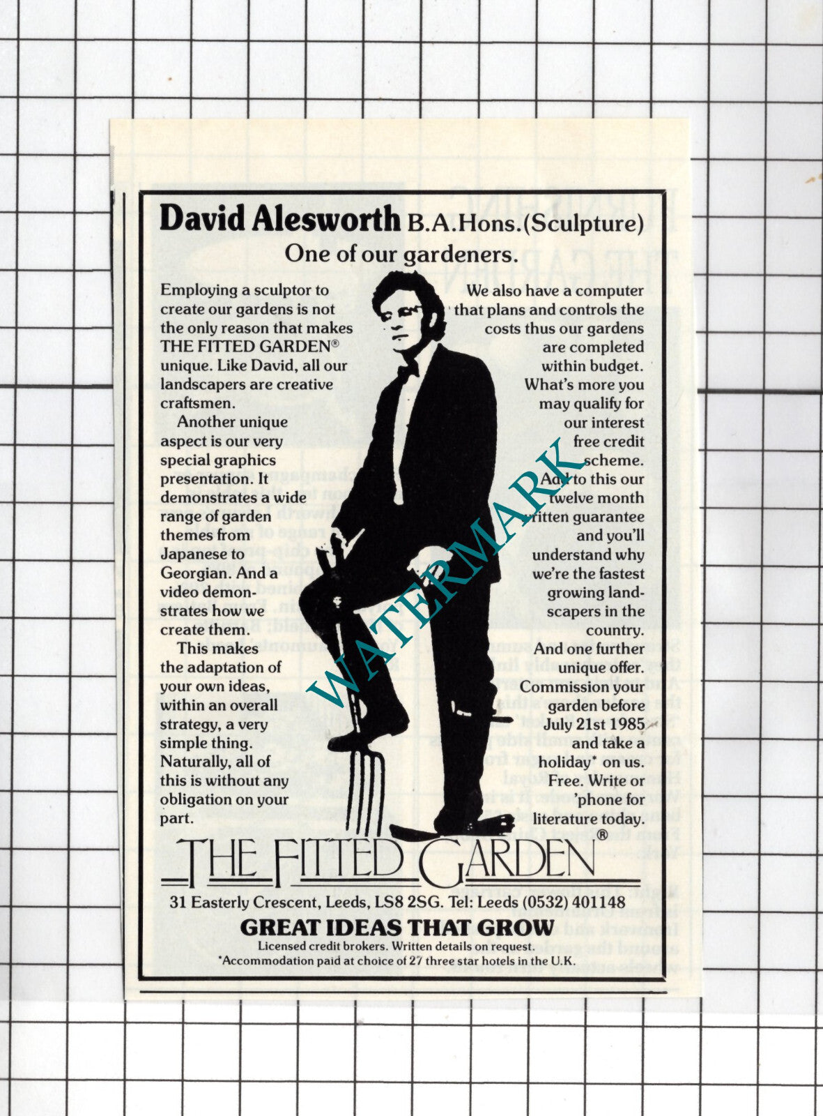 David Alesworth The Fitted Garden Leeds Yorkshire   - 1985  Advert