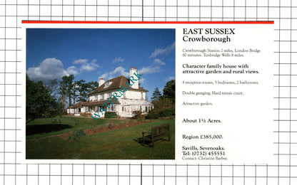 Crowburgh East Sussex / West Kingsdown Kent House Sale Advert -1990 Clipping