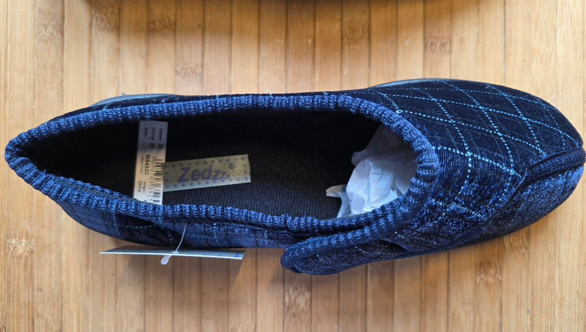 Zedzzz Slippers  George Men's Navy Blue Check UK Size 8   BNIB