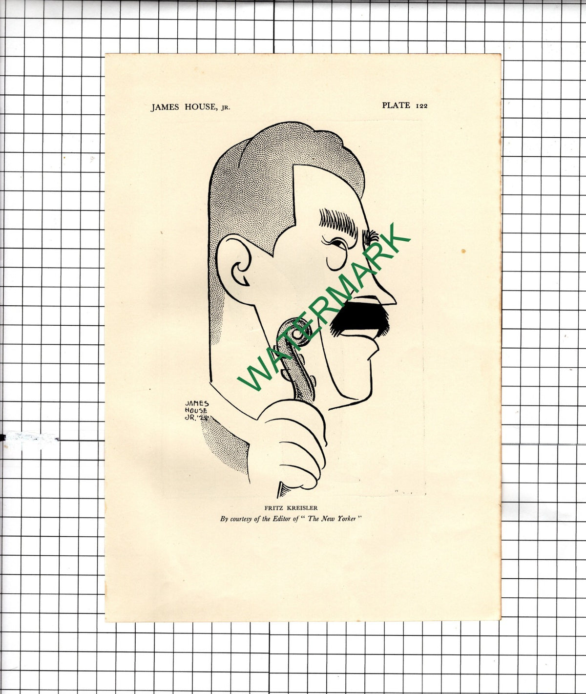 Fritz Kreisler James House Caricature  / Winifred Lenihan    - 1928 Illustration