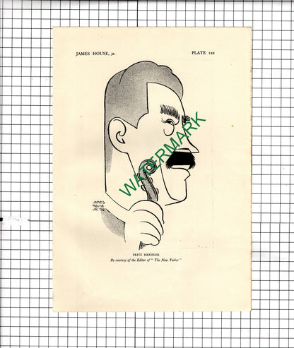 Fritz Kreisler James House Caricature  / Winifred Lenihan    - 1928 Illustration