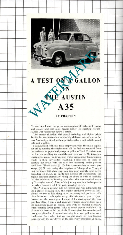 Austin 35 Car Review - 1957 Double-Sided Clipping