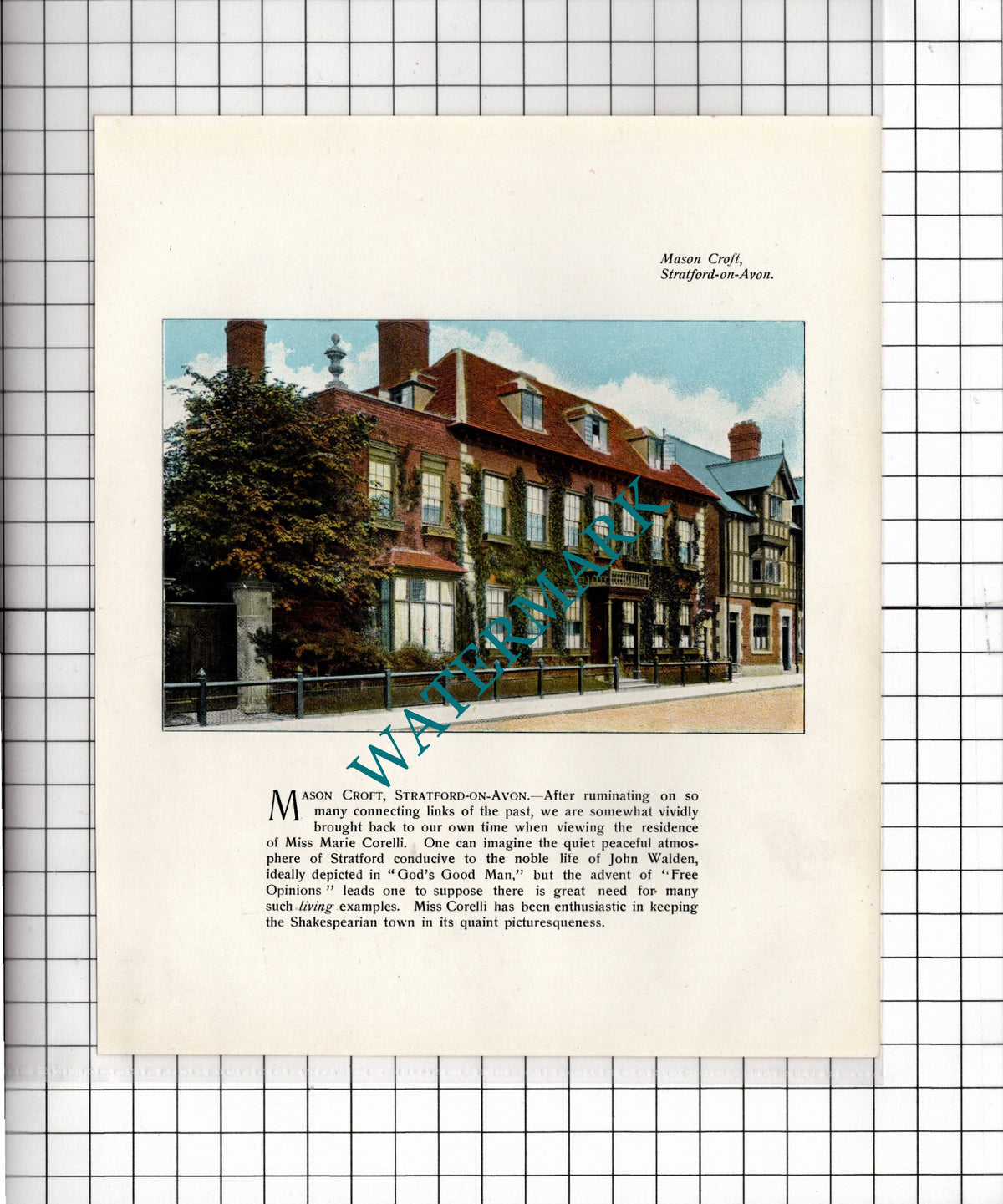 Stratford-on-Avon Warwickshire Mason Croft Marie Corelli  - c.1905  Illustration