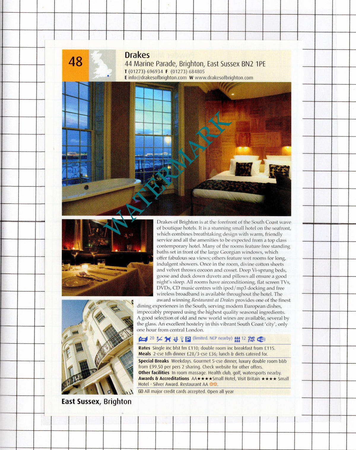 Powder Mills Hotel Battle East Sussex / Drakes Hotel Brighton - 2011 Advert