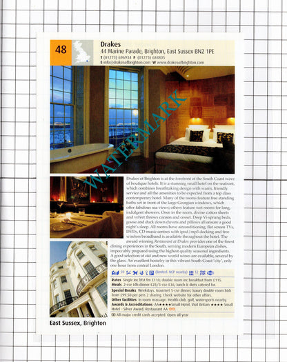 Powder Mills Hotel Battle East Sussex / Drakes Hotel Brighton - 2011 Advert