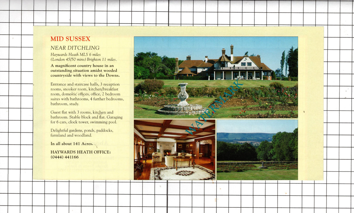 Ditchling Sussex House Sale Advert - 1994 Cutting