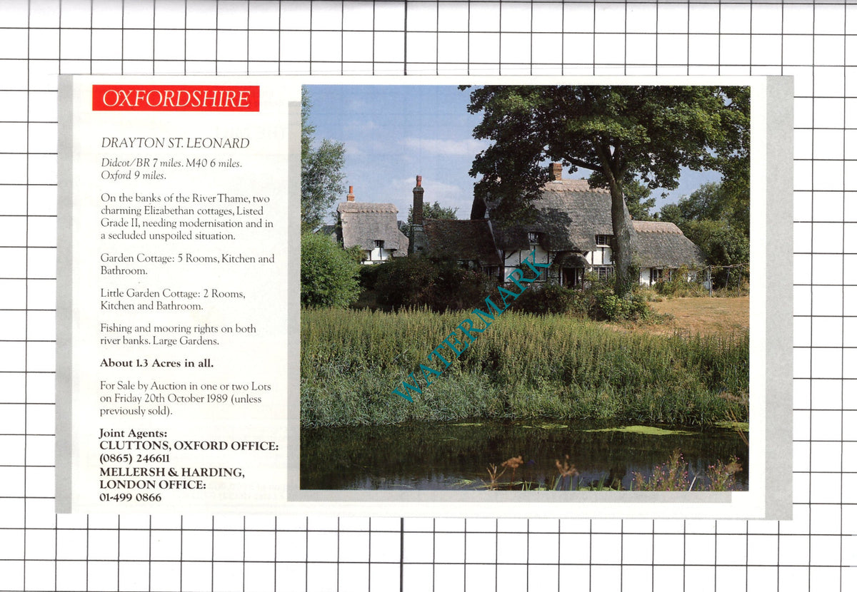 Drayton St Leonard Oxfordshire House Sale Advert - c.1990 Clipping / Print