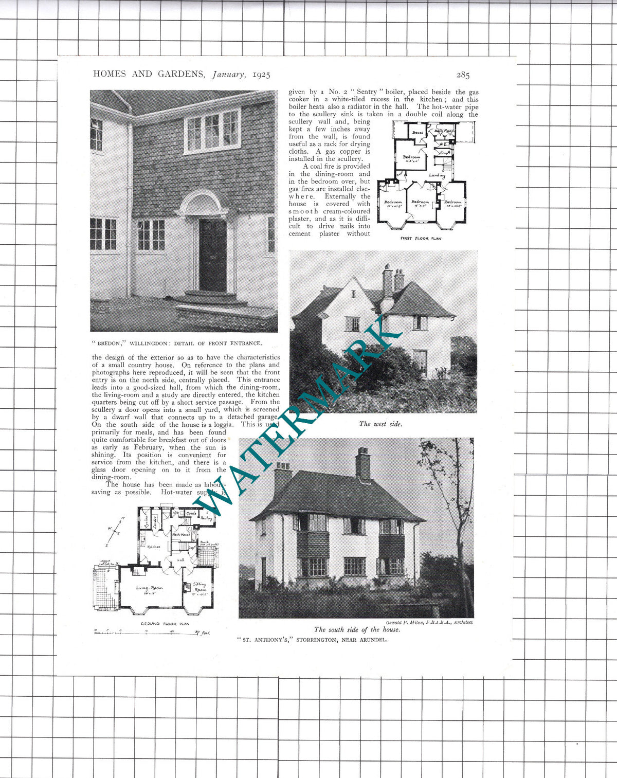 Bredon Willingdon Sussex John D Clarke St Anthony's Storrington   - 1925 Article