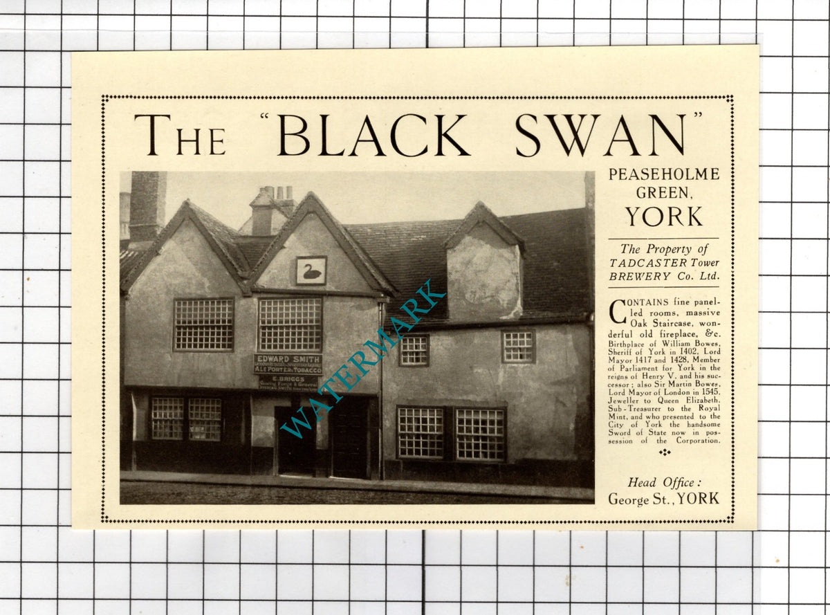 S Border & Co Ltd Coney St York / The Black Swan York Edward Smith - 1928 Advert
