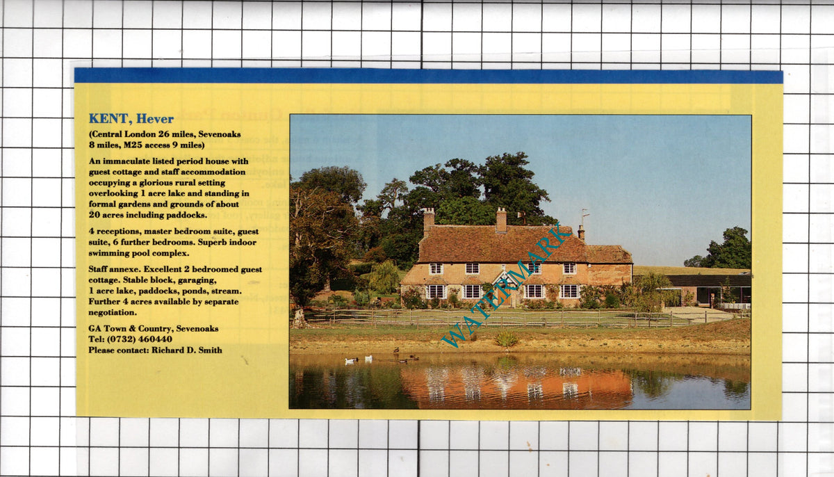 Hever Kent House Sale Advert - 1991 Cutting