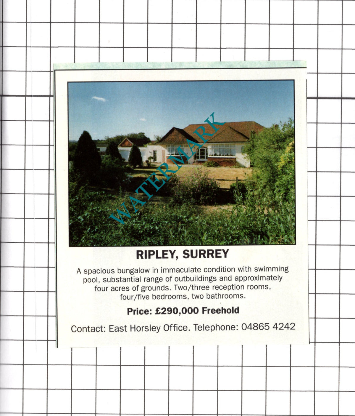 Ripley Surrey House Sale Advert  - 1991 Clipping / Print