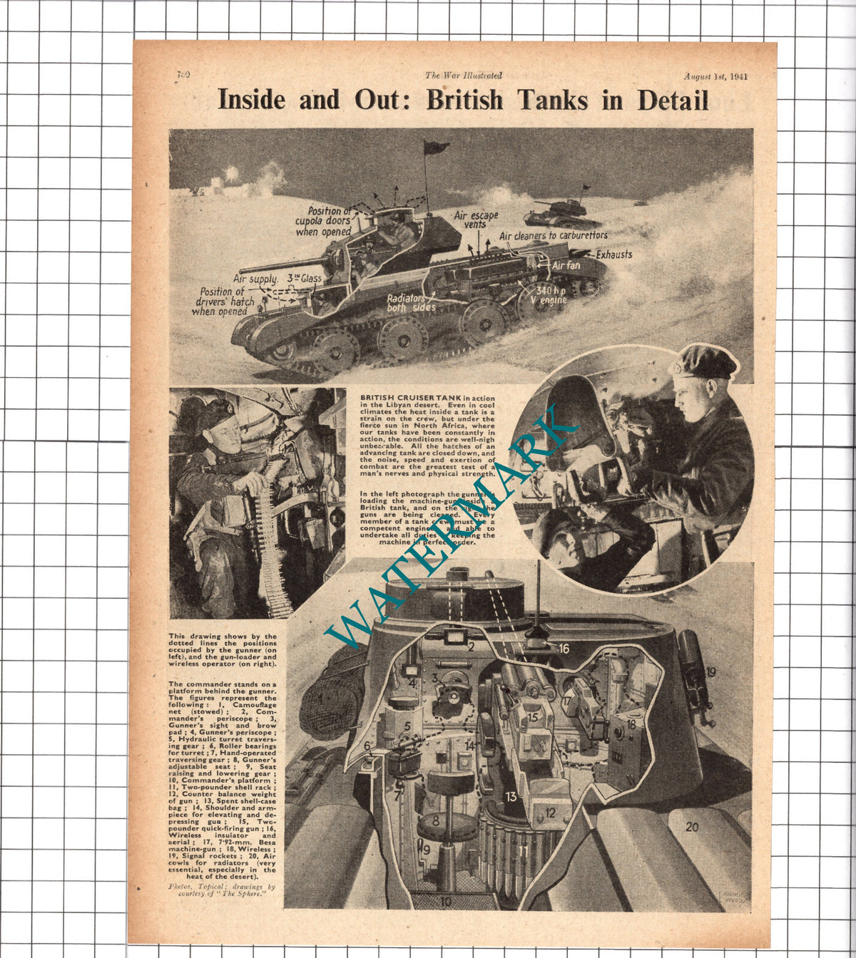 British Cruiser Tank Libya World War Two WW2 - 1941 Clipping