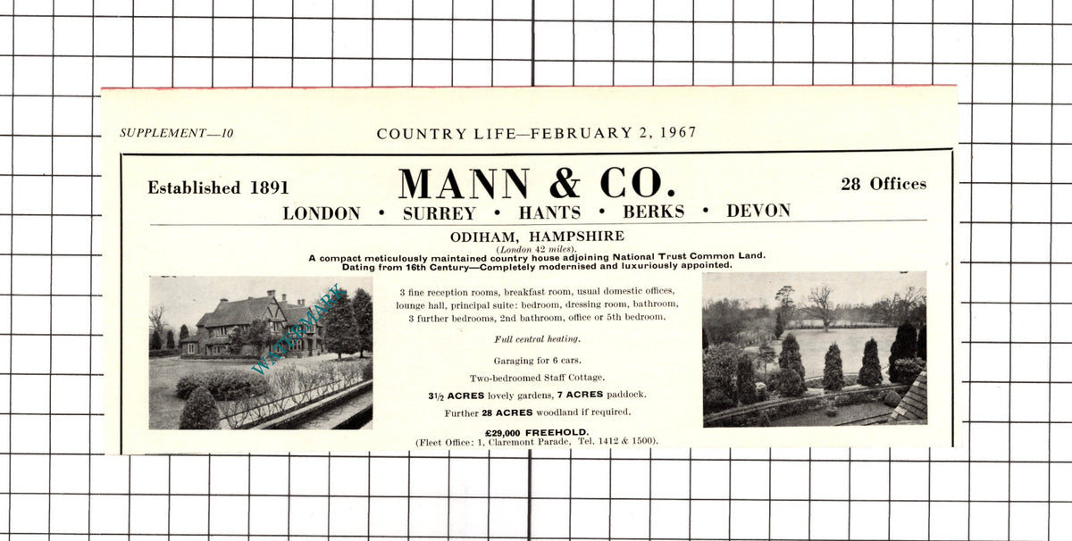 Odiham Hampshire House Sale Advert  - 1967 Clipping