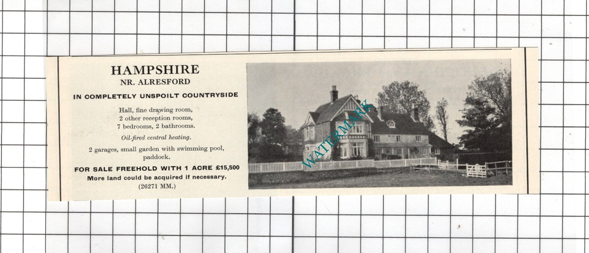 Arlesford Hampshire House Sale Advert - 1967