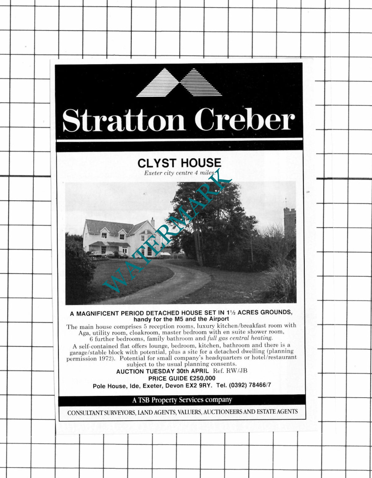 Clyst House  Exeter Sale Advert - 1991 Clipping / Print
