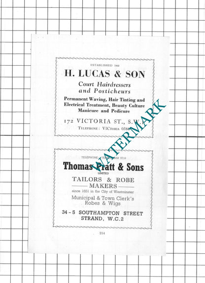 Atlas Stone Co Ltd London H Lucas Hairdresser Thomas Pratt Tailor - 1939 Advert