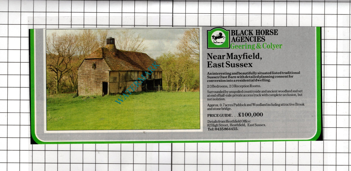 Mayfield Sussex  Oast Barn House Sale Advert - 1991 Cutting
