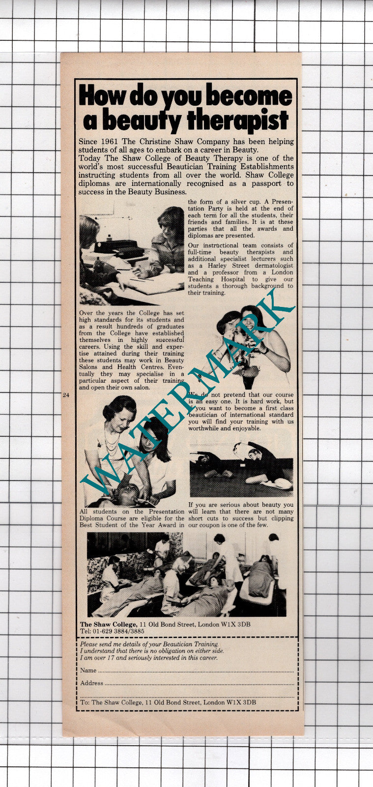 The Christine Shaw Company London  Shaw College  - 1980 Advert
