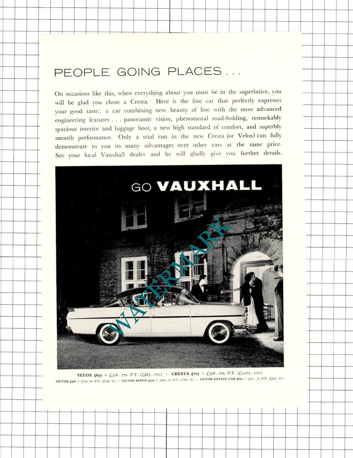 Vauxhall Cresta Car Advert - 1959 Clipping / Print