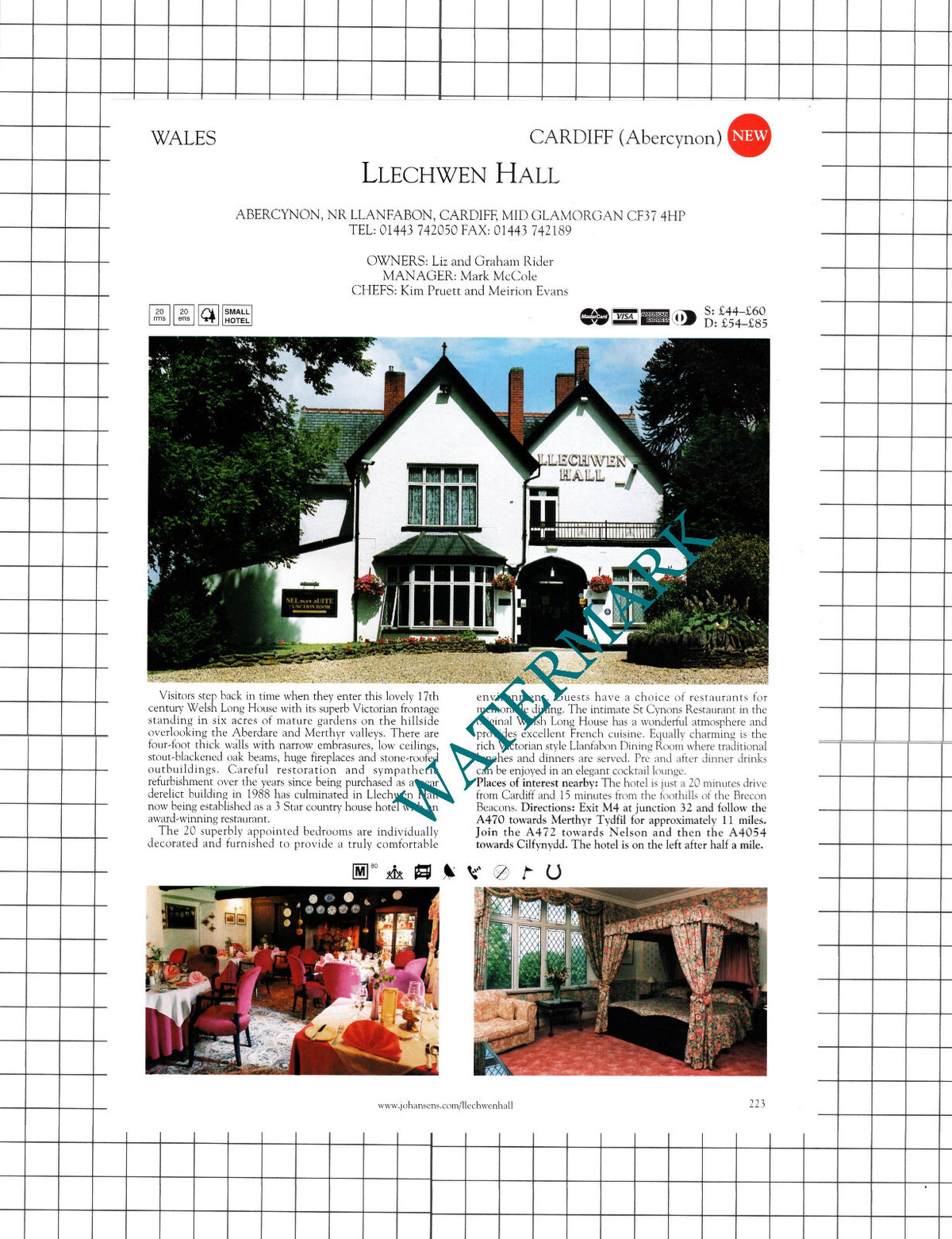 The Old Rectory Country House Conwy / Llechwen Hall Cardiff -2001 Cutting