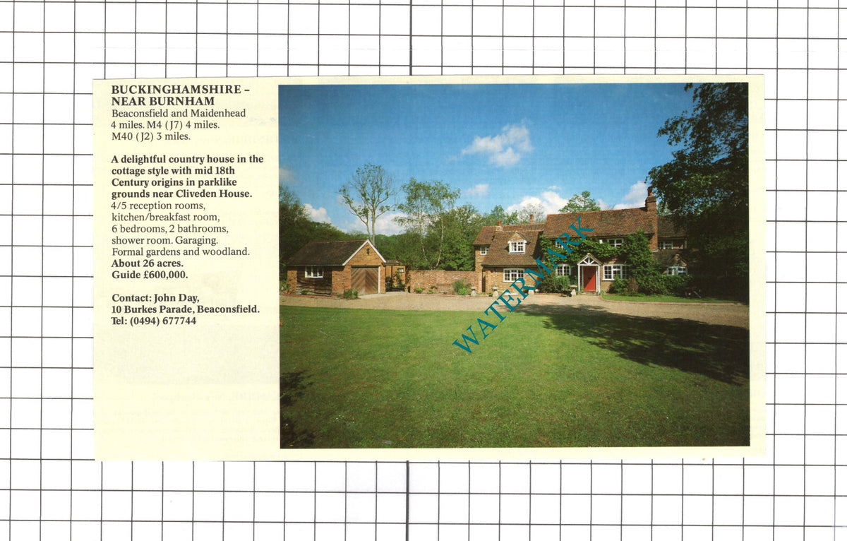 Burnham Buckinghamshire House Sale Advert -  1991 Clipping