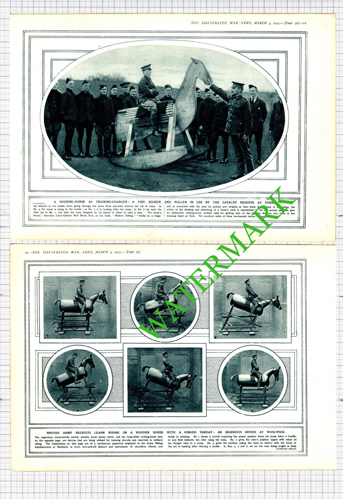 Army Riding Establishment Woolwich Wooden Horse Great War - 1915 2-Part Cutting