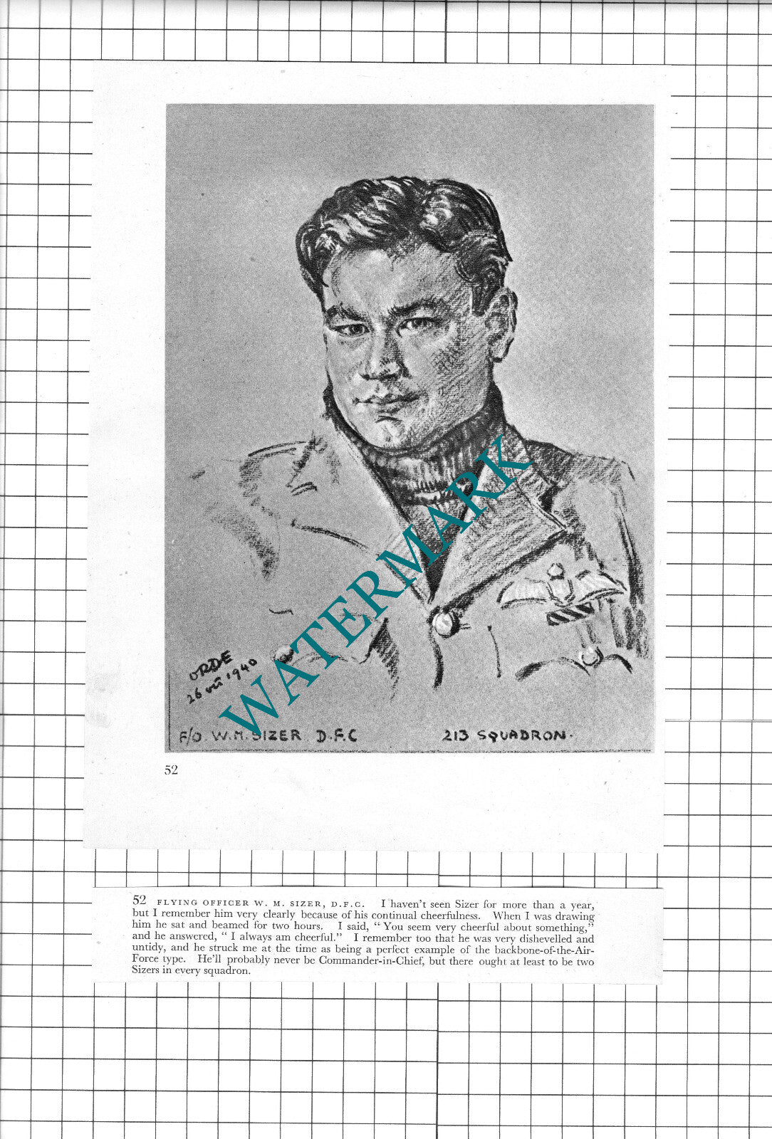 F/Lt N Orton / F/O W M Sizer   WW2 Pilot - 1942 Book Print & Short Text