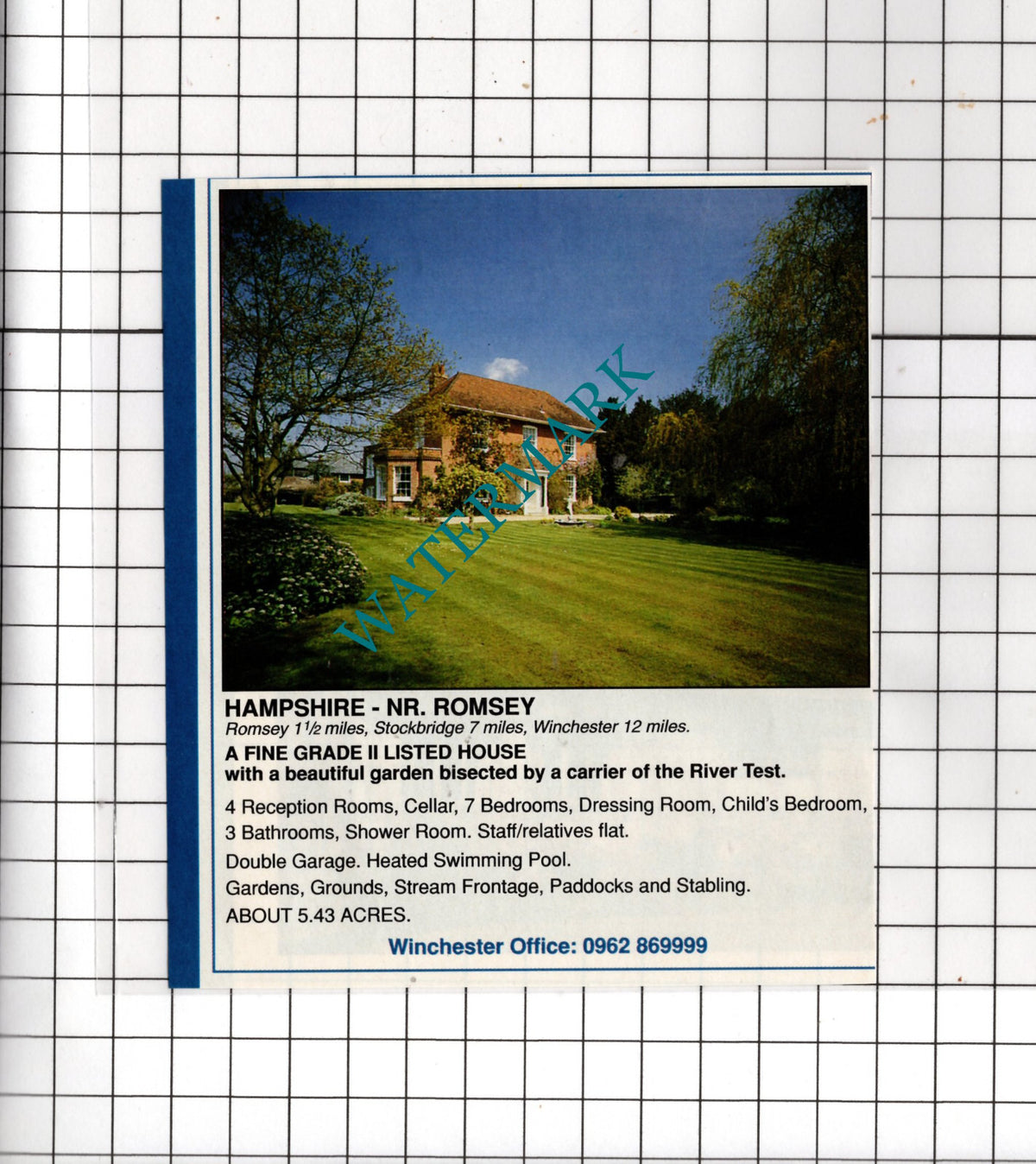 Romsey Hampshire House Sale Advert - 1991 Small Cutting