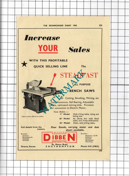 William Dibben and Sons Ltd Southampton /  Thomas & Bishop Ltd - 1948 Advert