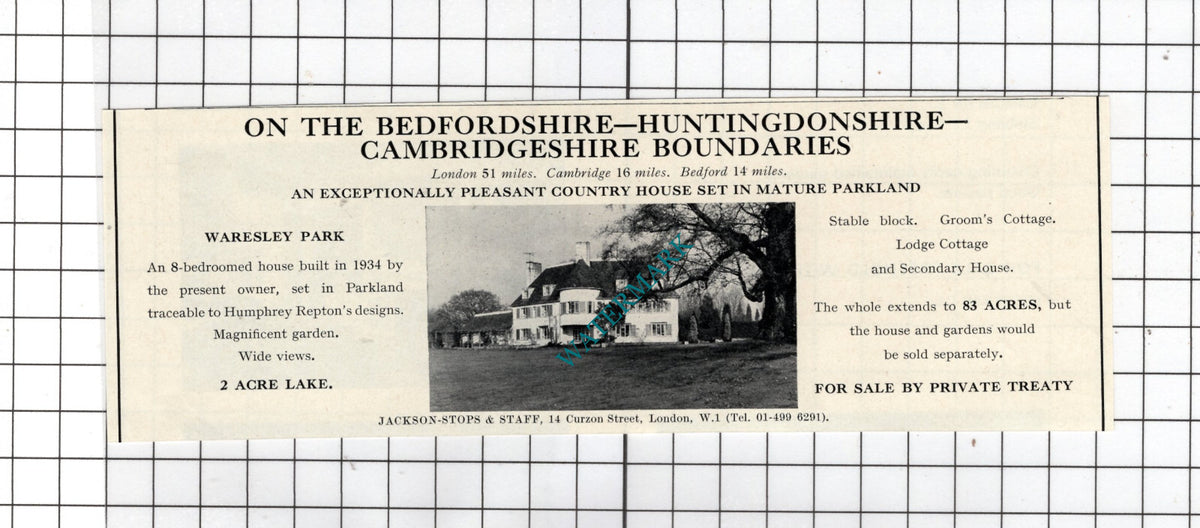 Waresley Park Cambridgeshire - 1969 House Sale Advert