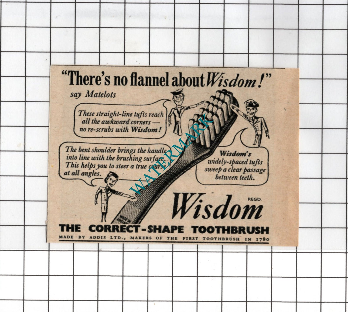 Wisdom Toothbrush ADVERT - 1947 Small Clipping