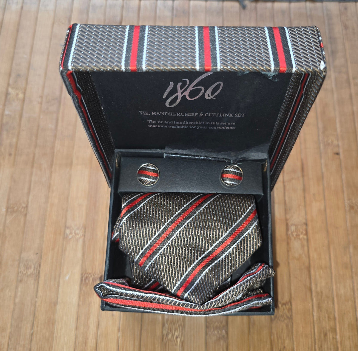Vintage Boxed "1860"  Tie Handkerchief & Cufflink Set - Unused