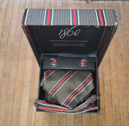 Vintage Boxed "1860"  Tie Handkerchief & Cufflink Set - Unused