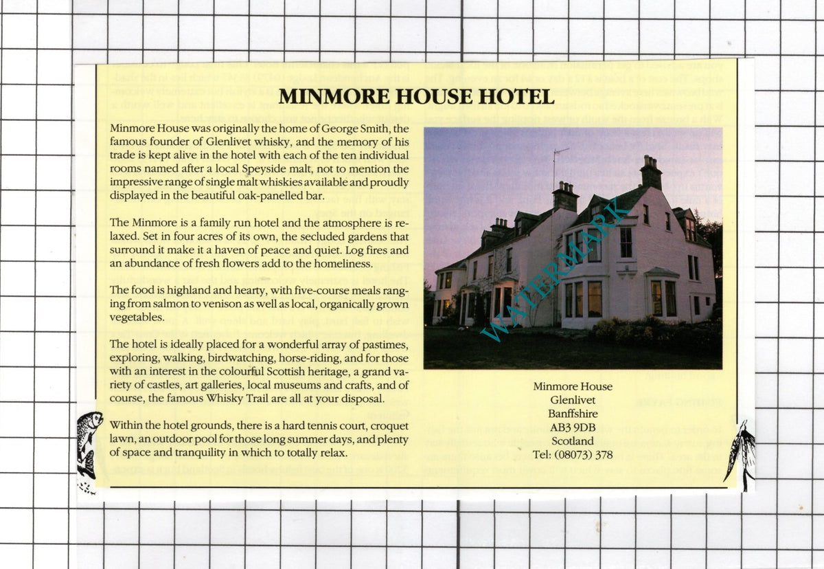 Minmore House Hotel Glenlivet Banffshire Scotland Advert - 1991