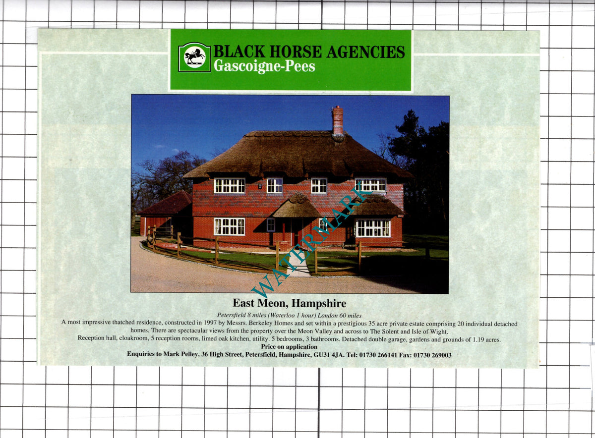 East Meon Hampshire House Sale Advert - 1998 Clipping