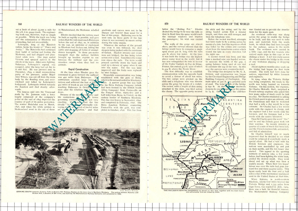 Rhodesia Railways - 1930s Article / Print