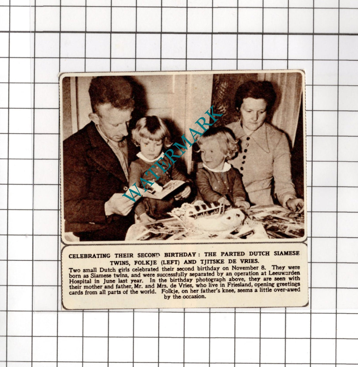 Folkje and Tjitske De Vries Friesland Netherlands  - 1955 Small Cutting