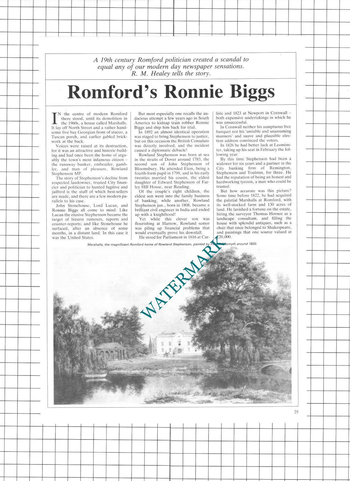 Rowland Stephenson MP Marshalls Romford Essex - 1986 Article