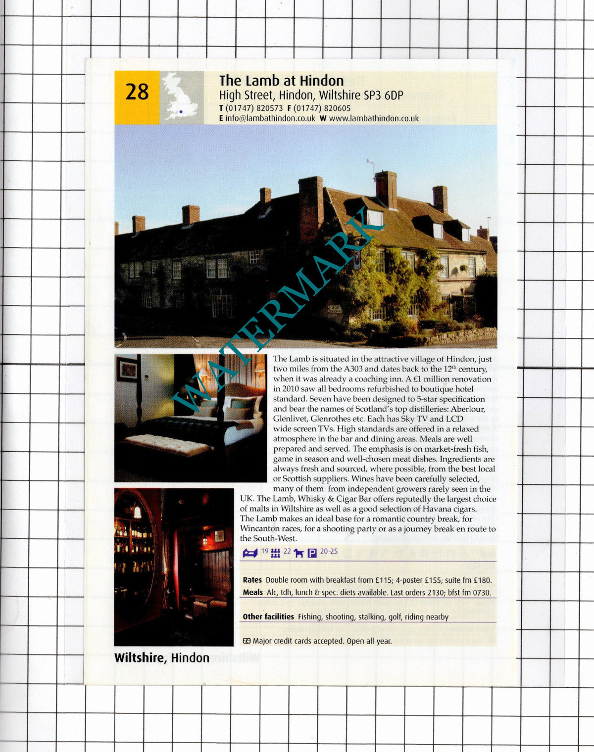 Beechfield House Hotel Beanacre Wiltshire / The Lamb At Hindon - 2011 Advert