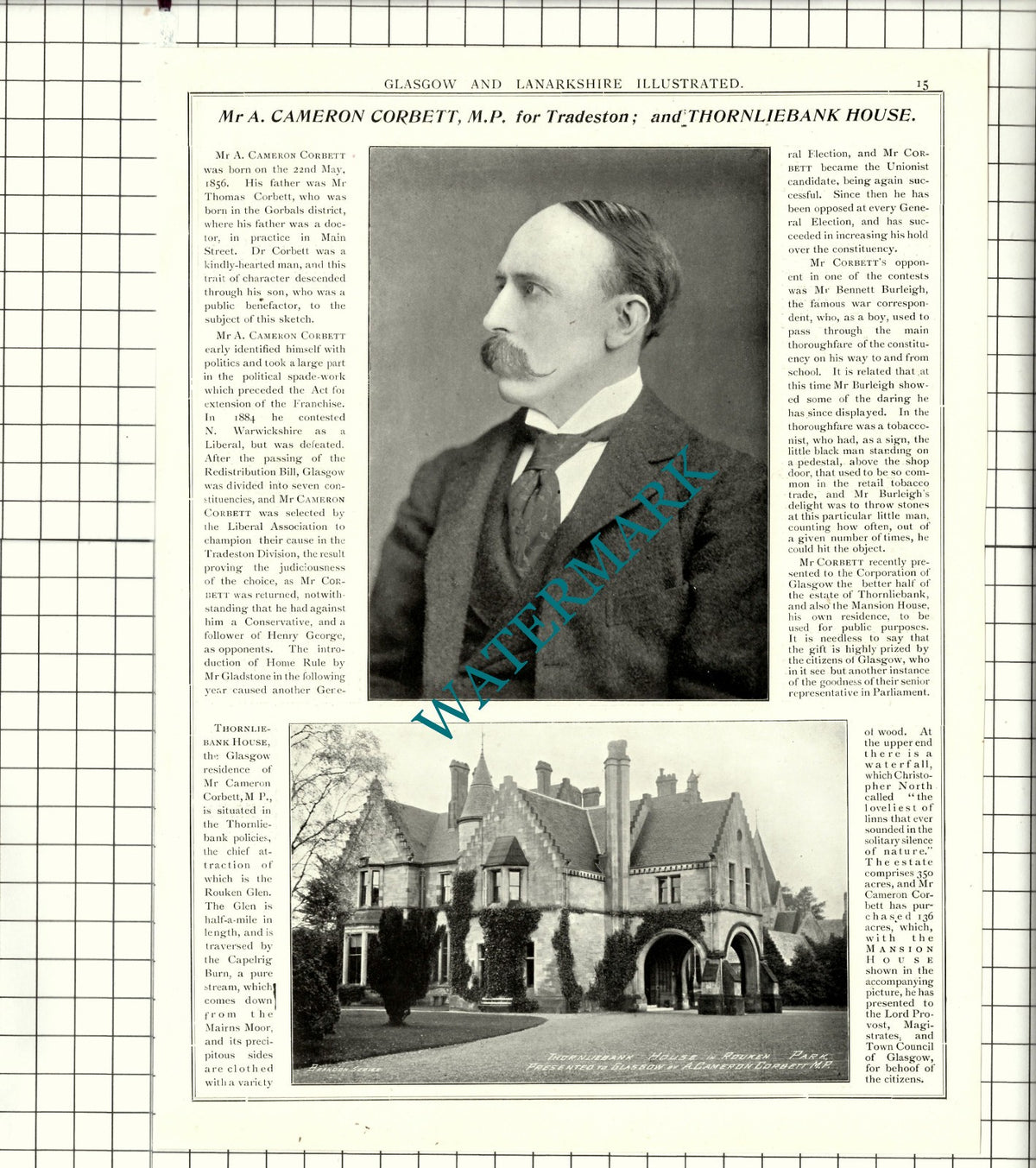 Mr A Cameron Corbett Thornliebank House Glasgow / Charles Dickson - 1904 Article